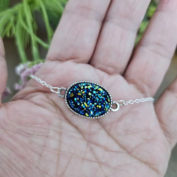 Fashion Blue Druzzy Stone Necklace - Picture 5 of 5